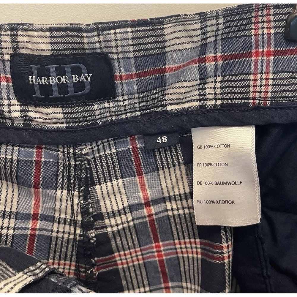 Harbor Bay‎ 48 Blue Plaid Casual Walking Shorts Expander Side Panels Preppy - Picture 3 of 6